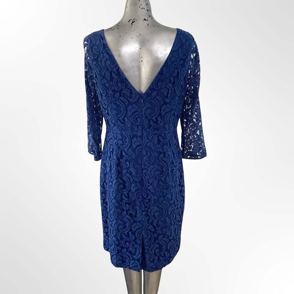J.Crew Royal Blue Lace Three-Quarter Sleeve Sheath Dress - Picture 3 of 5